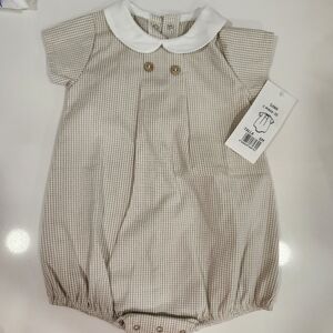 Checkered Baby Romper with White Collar rapife 6m